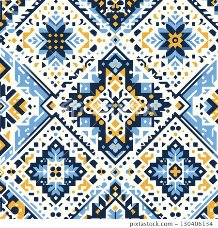 Seamless pattern for textile with modern Ukrainian vyshyvanka design 130406134