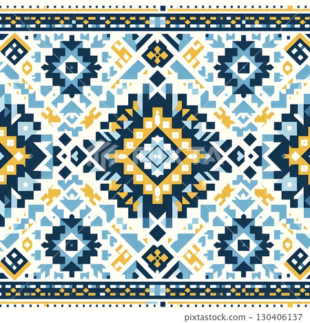 Seamless pattern for textile with modern Ukrainian vyshyvanka design 130406137