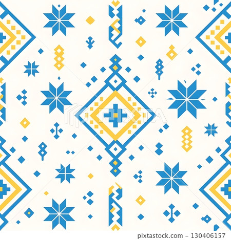 Seamless pattern for textile with modern Ukrainian vyshyvanka design Seamless pattern for textile with modern Ukrainian vyshyvanka design 130406157