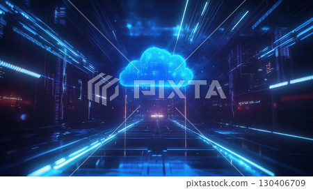 Futuristic Digital Cloud Computing Concept with Data Streams Futuristic Digital Cloud Computing Concept with Data Streams 130406709