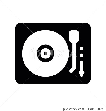 Simple black vector icon with a theme vinyl player 130407074