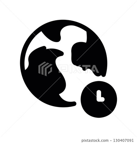 Simple black vector icon with a theme world time Simple black vector icon with a theme world time 130407091