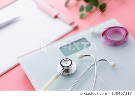 Health meter (weight scale) and stethoscope 130407317