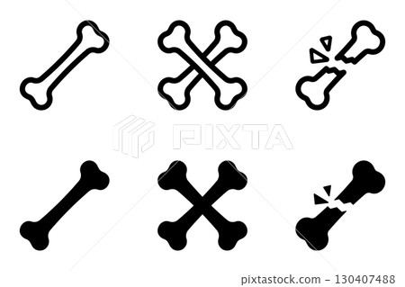 Bone icon illustration set 130407488