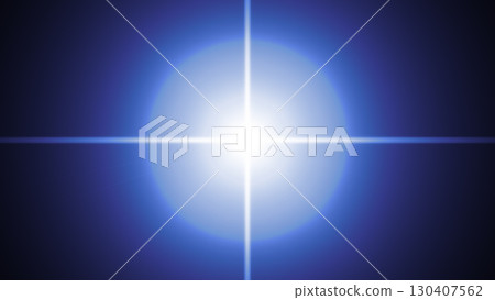 A blue point of light with rays stretching out in a cross shape A blue point of light with rays stretching out in a cross shape 130407562