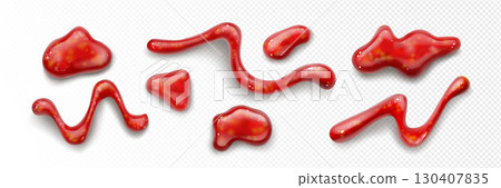 Realistic condiment splashes of ketchup sauce drop Realistic condiment splashes of ketchup sauce drop 130407835