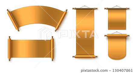 Chinese scroll paper banners with red silk fabric Chinese scroll paper banners with red silk fabric 130407861