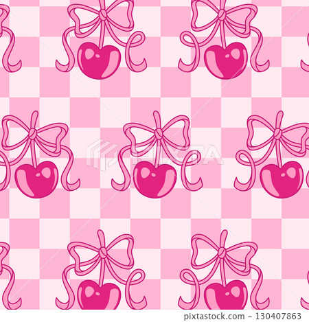 Cherry y2k pattern with pink glossy berries Cherry y2k pattern with pink glossy berries 130407863