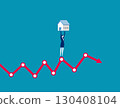 Mortgages. Businessman carrying a house on graph 130408104
