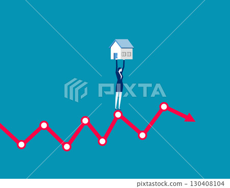 Mortgages. Businessman carrying a house on graph Mortgages. Businessman carrying a house on graph 130408104