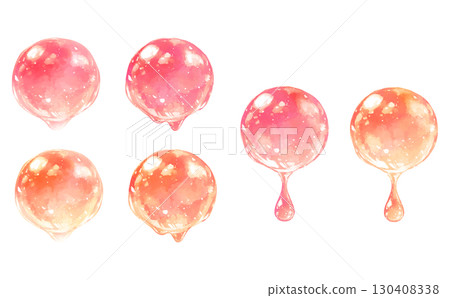 Watercolor illustration of dripping drops in red and orange 130408338