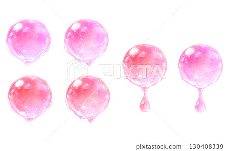 水彩風格滴水插畫_粉紅色，紅粉色 130408339