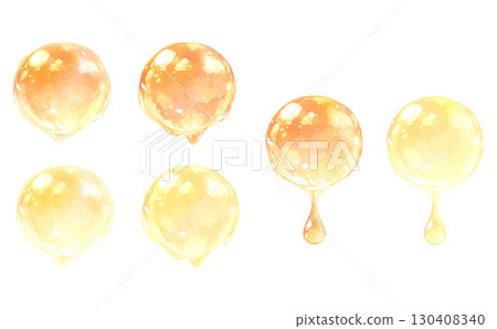 Watercolor illustration of dripping drops in orange and yellow 130408340