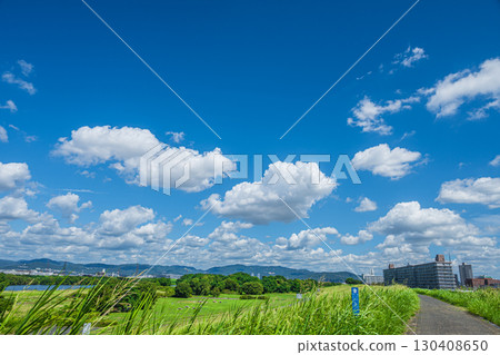 Promenade on the Yodo River embankment, Hirakata City 130408650