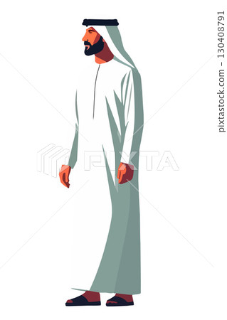 Vector isolated illustration of an Arab man in national clothes. Vector isolated illustration of an Arab man in national clothes. 130408791