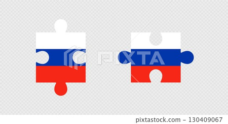 Puzzle Pieces with Russia Flag. 130409067