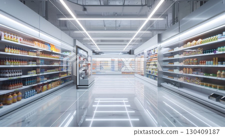 Smart shelves, IoTenabled inventory management, 3D illustration, advanced retail concept, copy space for text, sharp focus and clear light , high clarity , super detail 130409187