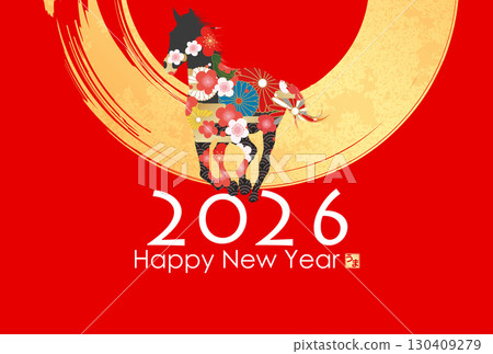 2026 Year of the Horse New Year's Card 130409279