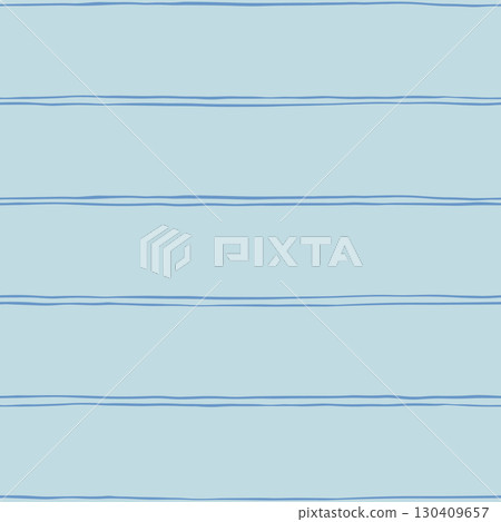 Light seamless stripe pattern with thin double hand drawn blue horizontal lines on soft pale background for summer textiles 130409657