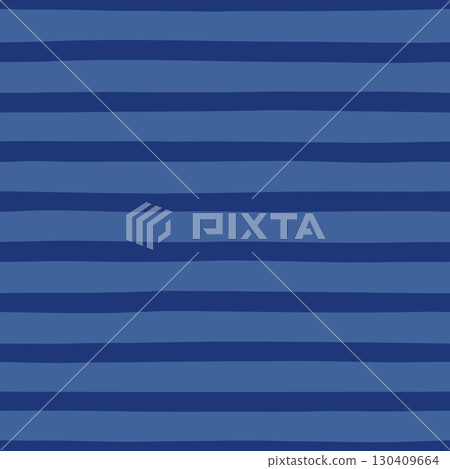 Seamless hand drawn stripe pattern with alternating medium blue and light blue lines for apparel, shirts and versatile home fabrics 130409664