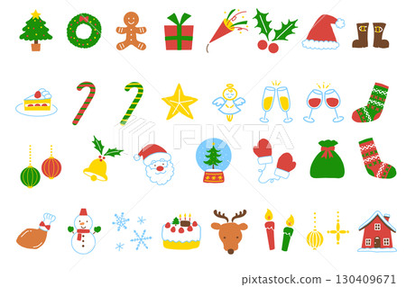 Cute Christmas icon material set 130409671
