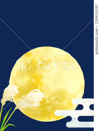 月亮上的紫芒和雲彩的水彩畫 130410391