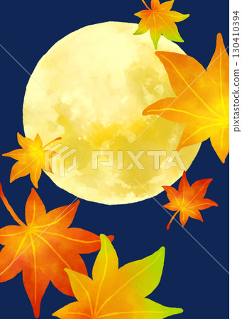 月亮和秋天的落葉 月亮和秋天的落葉 130410394