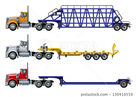 Vector semi trucks set isolated on white 130410559