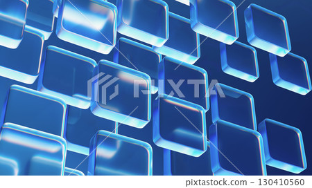 Futuristic Blue Glass Boxes Background Futuristic Blue Glass Boxes Background 130410560