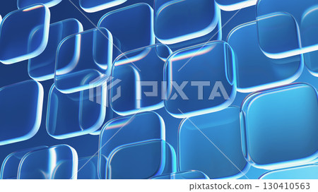 Transparent Blue Glass Cube Pattern 130410563