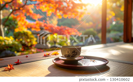在日式房間內享用溫暖的日本茶 130410602