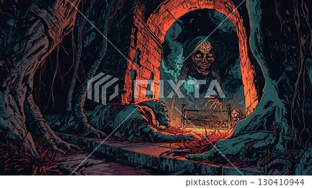 波普風格的恐怖插圖 130410944