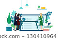 Businesswomen (white) having a meeting about marketing using graphs and data 130410964