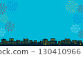 Summer festival advertising background template decorated with fireworks (light blue) 130410966