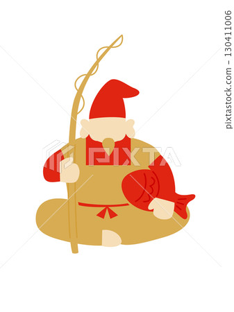 A simple vector illustration of Ebisu in auspicious colors 130411006