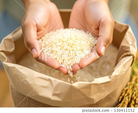 Newly harvested rice with husks in autumn 130411152