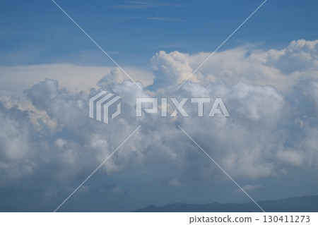 High nature view large white clouds on soft sky background in the morning, View of white cloudy on the plane. 130411273