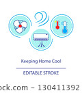 Climate Mode Icon with Fan and Thermometer. Flat Air Conditioner Symbol on White Background. 130411392