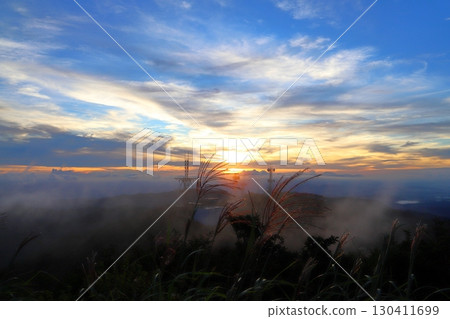 Evening view from Mt. Wanizuka, sunset, fog 130411699