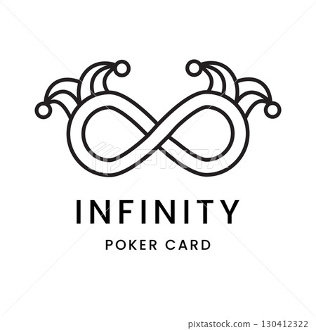 Infinity Poker Card Logo Design with Jester Hat for Casino and Gambling Branding Infinity Poker Card Logo Design with Jester Hat for Casino and Gambling Branding 130412322