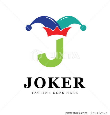 Colorful Joker Letter J Logo Design with Jester Hat for Entertainment and Casino Branding 130412323