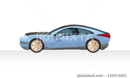 Concept vector illustration of detailed side of a flat soft blue sport car. Can view interior of car with driver man. Concept vector illustration of detailed side of a flat soft blue sport car. Can view interior of car with driver man. 130413001