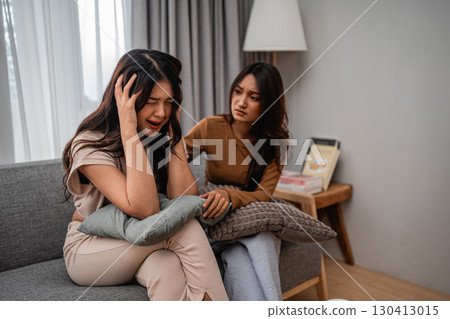 Emotional Support Friends Comforting Each Other During Tough Times at Home Emotional Support Friends Comforting Each Other During Tough Times at Home 130413015