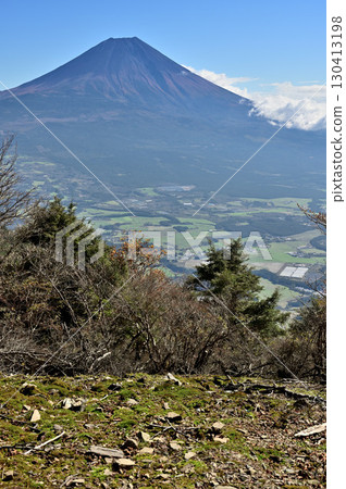 Mount Fuji as seen from the summit of Mount Kenashi, one of Japan's 200 famous mountains in the Tenshi Mountains 130413198