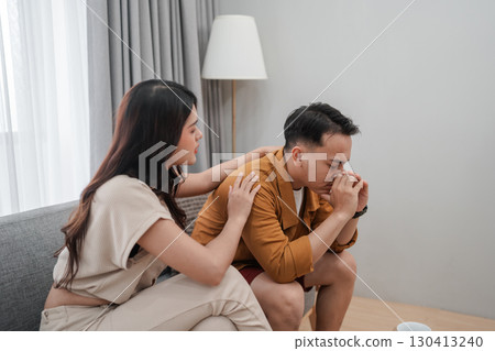 Providing Emotional Support A Woman Comforts Her Partner During Troubling Times Providing Emotional Support A Woman Comforts Her Partner During Troubling Times 130413240