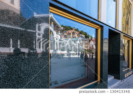 Summer walk through the spa center of the famous Karlovy Vary (Carlsbad) in the Czech Republic Summer walk through the spa center of the famous Karlovy Vary (Carlsbad) in the Czech Republic 130413348