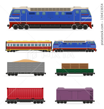 locomotive passenger and freight cars for transportation by rail cartoon stock vector illustration locomotive passenger and freight cars for transportation by rail cartoon stock vector illustration 130413654