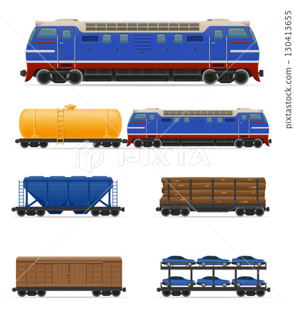 locomotive passenger and freight cars for transportation by rail cartoon stock vector illustration locomotive passenger and freight cars for transportation by rail cartoon stock vector illustration 130413655