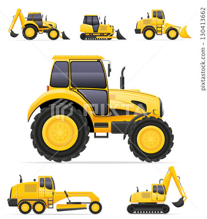 tractor bulldozer transport equipment for repair construction and agricultural work cartoon stock vector illustration 130413662