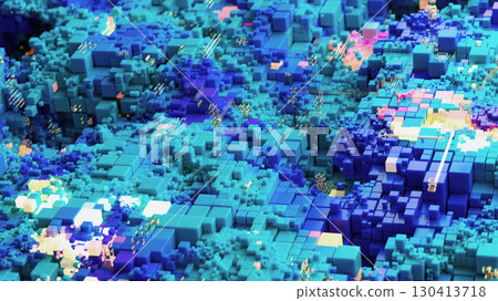 Abstract Blue and Cyan Pixel Art with Vibrant Glowing Details Abstract Blue and Cyan Pixel Art with Vibrant Glowing Details 130413718